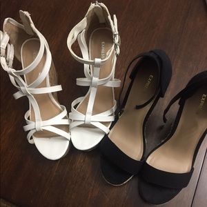 2 express sandals black and white in great shape